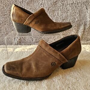 Born Brown Suede Low Heel Slip-On Shoes